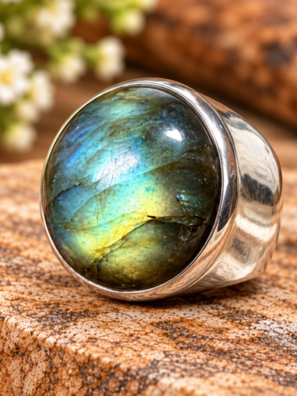 Chunky Labradorite statement ring